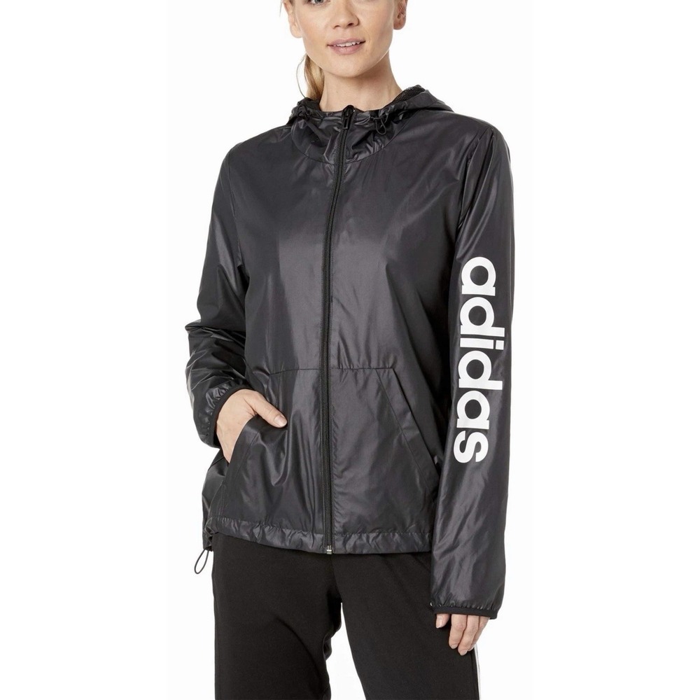 adidas Women's Essentials Linear Windbreaker Black Large